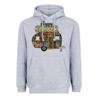 Heather Grey Happy Camper Heavyweight Hoodie - CowhideDigitalArt