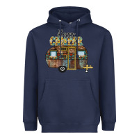 Navy Happy Camper Heavyweight Hoodie - CowhideDigitalArt
