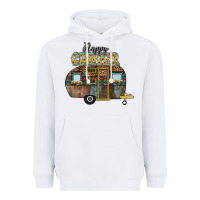 White Happy Camper Heavyweight Hoodie - CowhideDigitalArt