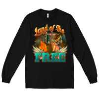 Black Land of the free 4th of july Long Sleeve Tee - HowdyJamesFarm