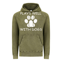 Vintage Olive Plays Well With Dogs Vintage Hoodie - Bettercallsaul