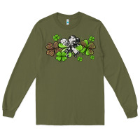 Army Green western cowhide leopard glitter shamrocks Long Sleeve Tee - Jasminsmagicworld