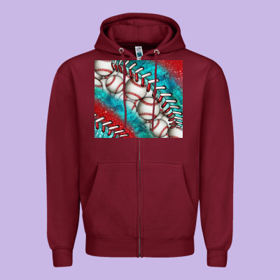 Baseball And Gemstone Tumbler Zipper Hoodie Designed By Bundleandbundleshop