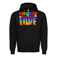 Black Everyone Deserves Love Pride Lgbtq Zipper Hoodie - BundleAndBundleShop