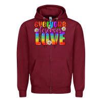 Burgundy Everyone Deserves Love Pride Lgbtq Zipper Hoodie - BundleAndBundleShop
