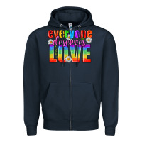 Navy Everyone Deserves Love Pride Lgbtq Zipper Hoodie - BundleAndBundleShop