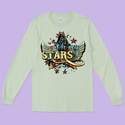 Oh My Stars America Wings 4th Of July Long Sleeve Tee Designed By Howdyjamesfarm