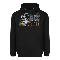Black Happy Easter Y'all Heavyweight Hoodie - CowhideDigitalArt