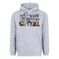 Heather Grey Happy Easter Y'all Heavyweight Hoodie - CowhideDigitalArt
