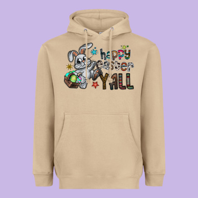 Happy Easter Y'all Heavyweight Hoodie Designed By Cowhidedigitalart