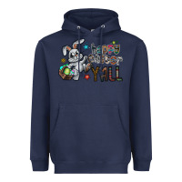 Navy Happy Easter Y'all Heavyweight Hoodie - CowhideDigitalArt