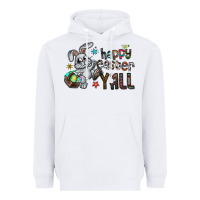 White Happy Easter Y'all Heavyweight Hoodie - CowhideDigitalArt