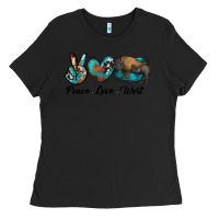 Black peace love west bison Ladies Tee - RanaPortraitStore