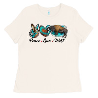 Bone peace love west bison Ladies Tee - RanaPortraitStore