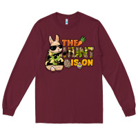 Burgundy The hunt is on Easter Day Long Sleeve Tee - HowdyJamesFarm