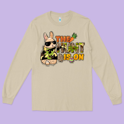 The Hunt Is On Easter Day Long Sleeve Tee Designed By Howdyjamesfarm