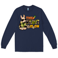 Navy The hunt is on Easter Day Long Sleeve Tee - HowdyJamesFarm