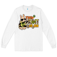 White The hunt is on Easter Day Long Sleeve Tee - HowdyJamesFarm