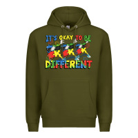 Army Green It's okay to be different Autism Premium Hoodie - FaDigitalArtStudio