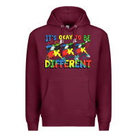 Burgundy It's okay to be different Autism Premium Hoodie - FaDigitalArtStudio