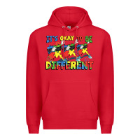 Red It's okay to be different Autism Premium Hoodie - FaDigitalArtStudio
