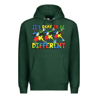 Sports Green It's okay to be different Autism Premium Hoodie - FaDigitalArtStudio