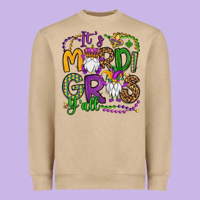 It's Mardi Gras Y'all Gnomes Heavyweight Sweatshirt Designed By Oliviacreatesart