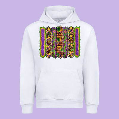 Mardi Gras Fleur De Lis Mask Leopard Glitter  Brushstrokes Urban Hoodie Designed By Artiststas