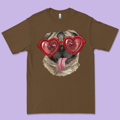 Pug With Love Glasses Premium Tee Designed By Ranaportraitstore