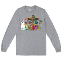 Heather Grey He is alive Easter Day Long Sleeve Tee - HowdyJamesFarm