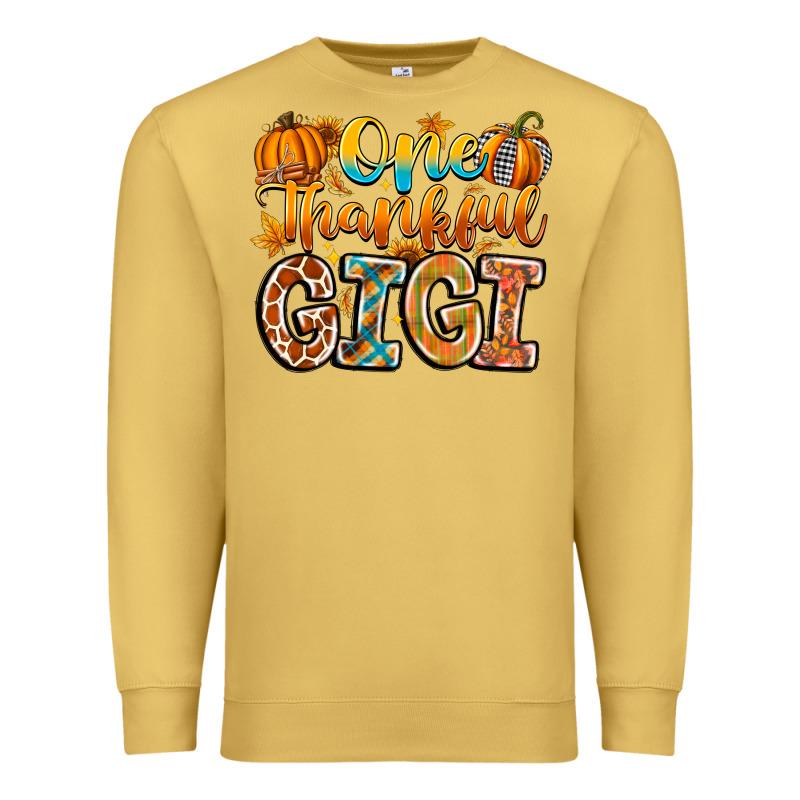 One Thankful Gigi Premium Sweatshirt by CowhideDigitalArt | Teevron