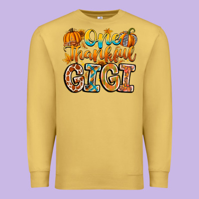 One Thankful Gigi Premium Sweatshirt Designed By Cowhidedigitalart