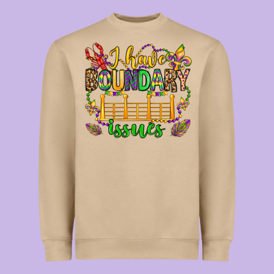 ı Have Boundary Issues Mardi Gras Olivia Heavyweight Sweatshirt Designed By Oliviacreatesart