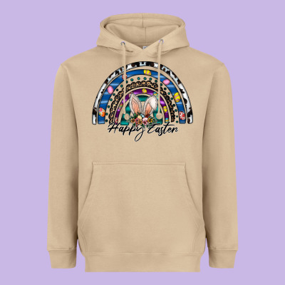Happy Easter Rainbow Heavyweight Hoodie Designed By Cowhidedigitalart