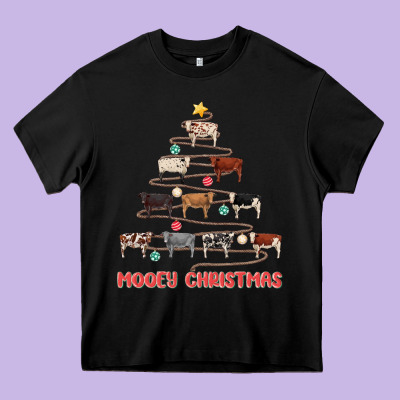 Mooey Christmas Heavy Core Tee Designed By Maliassmallbusiness