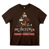 Chocolate Brown mooey christmas Heavy Core Tee - MaliasSmallBusiness