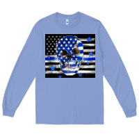 Colony Blue police flag patriotic skull Long Sleeve Tee - TumblerDesignByShophia
