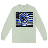 Matcha police flag patriotic skull Long Sleeve Tee - TumblerDesignByShophia