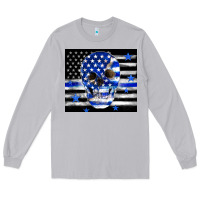 Moon Dust police flag patriotic skull Long Sleeve Tee - TumblerDesignByShophia