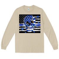 Mushroom police flag patriotic skull Long Sleeve Tee - TumblerDesignByShophia