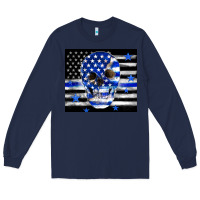 Navy police flag patriotic skull Long Sleeve Tee - TumblerDesignByShophia