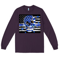Plum police flag patriotic skull Long Sleeve Tee - TumblerDesignByShophia