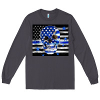 Smoke police flag patriotic skull Long Sleeve Tee - TumblerDesignByShophia