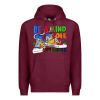 Burgundy Be a kind sole Autism Awareness Premium Hoodie - FaDigitalArtStudio