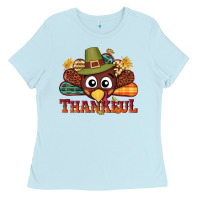 Baby Blue western thankful thanksgiving turkey Ladies Tee - NancyCooperArtShop