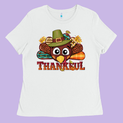 Western Thankful Thanksgiving Turkey Ladies Tee Designed By Nancycooperartshop