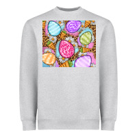 Heather Grey Easter eggs daisies carrots Heavyweight Sweatshirt - OliviaCreatesArt
