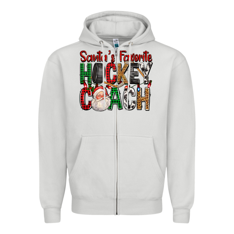 Santa's Favorite Hockey Coach For Christmas Zipper Hoodie by FaDigitalArtStudio | Teevron