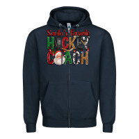 Navy Santa's Favorite Hockey Coach For Christmas Zipper Hoodie - FaDigitalArtStudio