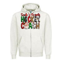Oatmeal Heather Santa's Favorite Hockey Coach For Christmas Zipper Hoodie - FaDigitalArtStudio